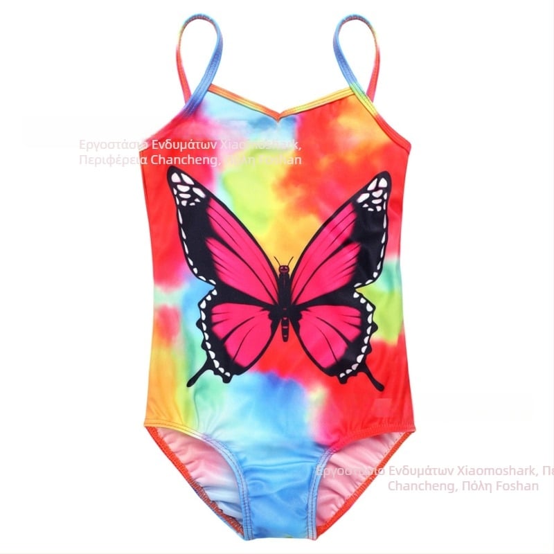 Ολόσωμο μαγιό για κορίτσια με tie-dye print και πεταλούδα, ηλικίες 2–8 ετών