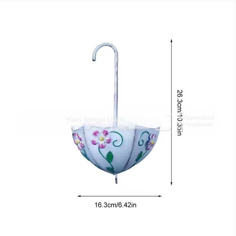 Μεταλλικό κρεμαστό γλαστικό καλάθι τοίχου σε σχήμα ομπρέλας, ευρωπαϊκού στυλ