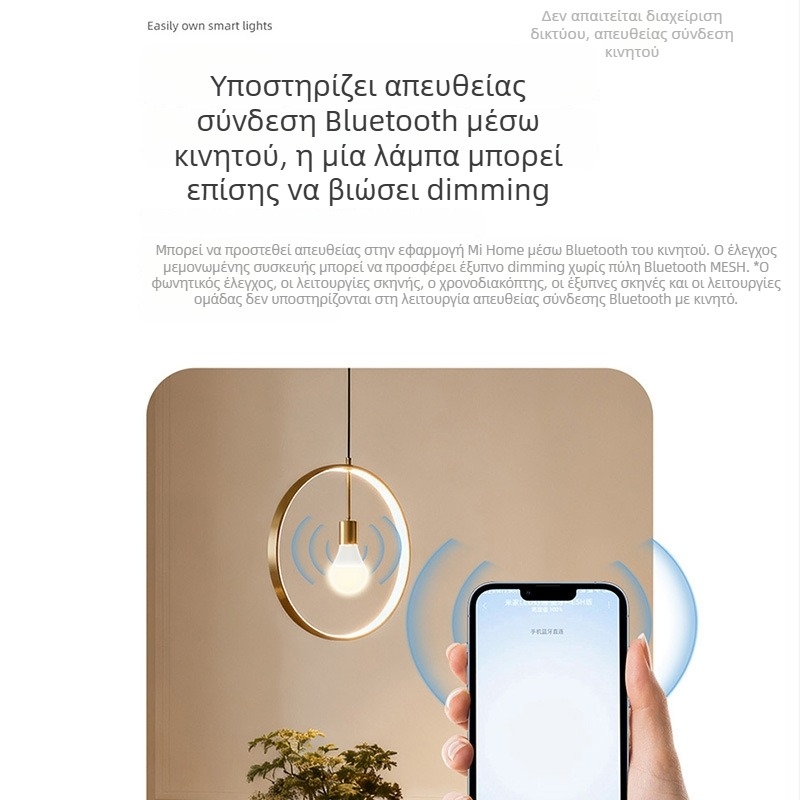 Έξυπνο LED λαμπτήρας με βάση E27, έκδοση Bluetooth Mesh, οικιακή χρήση, τηλεχειρισμός μέσω κινητού και φωνητικός έλεγχος