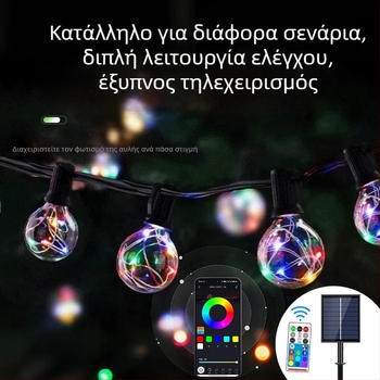 G40 χρωματικά μεταβαλλόμενες σφαίρες φωτισμού, εξωτερικές, αδιάβροχες, ηλιακή ενέργεια, διακόσμηση για γάμους, κάμπινγκ και Χριστούγεννα
