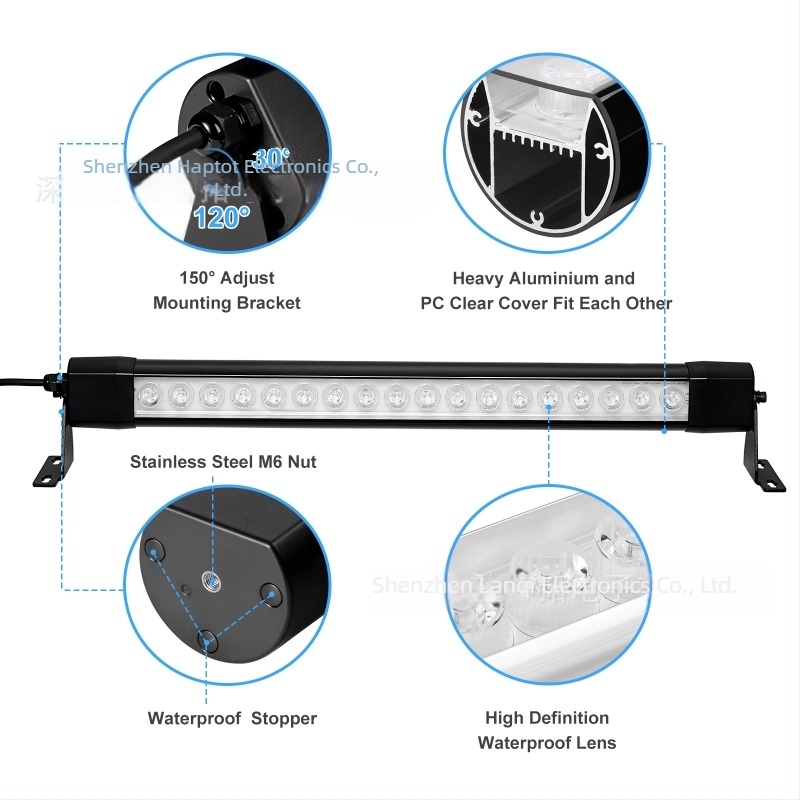 LED λωρίδα φωτισμού τοίχου εξωτερική χρήση, 18 LED, IP67, dimmable, διαστάσεις 600×65×110 mm, 2200–6000K, 1800 lm, γωνία δέσμης 120°, είσοδος 24/120/220V