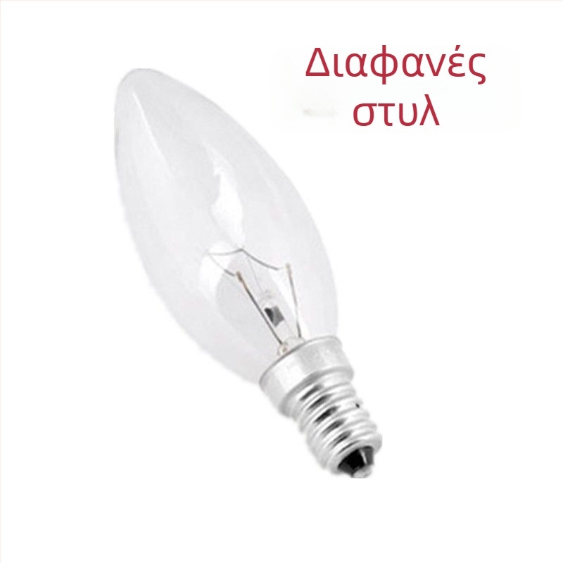 Λάμπα E14 σε σχήμα κεριού, μικρή, ζεστό κίτρινο φως, 15W/25W/40W/60W, μη ρυθμιζόμενη, περίβλημα από κράμα αλουμινίου, οικιακός κρύσταλλος πολυέλαιος
