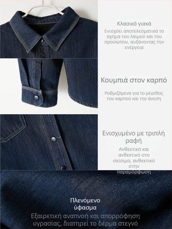 Γυναικείο τζιν πουκάμισο-ζακέτα με βαμβακερή φλις επένδυση, ζεστή για την άνοιξη 2026, ανθεκτικές ραφές