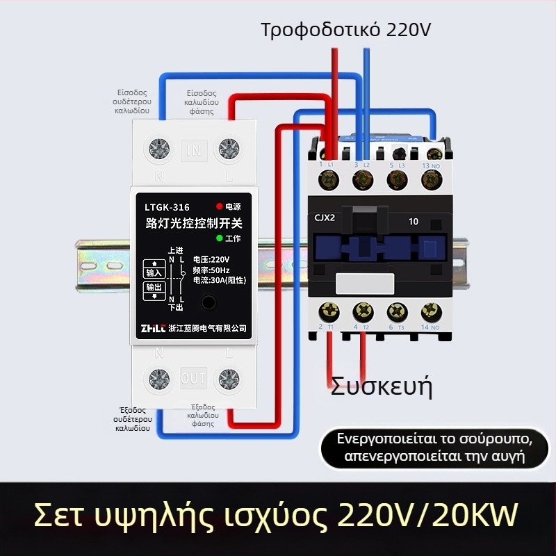 Διακόπτης ελέγχου δημοτικού φωτισμού με αυτόματη ενεργοποίηση όταν σκοτεινιάζει, ευφυής αισθητήρας φωτός, μικροελεγκτής 220V