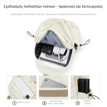 Γυναικείο μοντέρνο σακίδιο με μεγάλη χωρητικότητα, σχολική τσάντα για μαθητές, νάιλον, 20–35 L, για 14 ιντσών φορητό υπολογιστή, καθημερινό αστικό στυλ