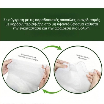 Ανθεκτική σε έντομα σακούλα φρούτων από μη υφαντό ύφασμα, αδιάβροχη, αναπνεύσιμη, διαφανής, με κορδόνι