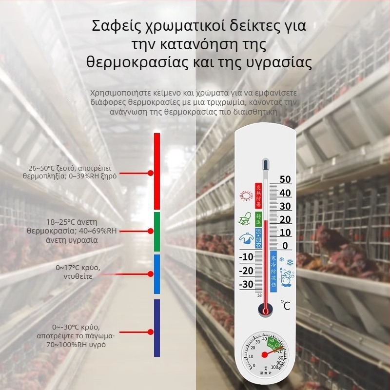 Εσωτερικό κρεμαστό θερμόμετρο και υγραρόμετρο για μέτρηση θερμοκρασίας και υγρασίας