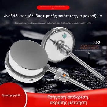WSSN-411 Ανοξείδωτο ατσάλι, ανθεκτικό σε κραδασμούς και διάβρωση, θερμόμετρο με ένδειξη υψηλής θερμοκρασίας, διμεταλλικό θερμόμετρο για λέβητες