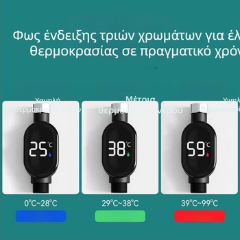 Θερμόμετρο ντους με LED οθόνη για τη θερμοκρασία του νερού, 4-σε-1 Universal έξυπνος μετρητής, Ψηφιακή οθόνη για παιδικό ντους, προστασία από εγκαύματα