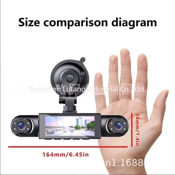 Y108 Dash Cam τεσσάρων φακών με μπροστινή, αριστερή, δεξιά και πίσω κάμερα 1080P και εικόνα αντίστροφης κίνησης, 3,0 ιντσών οθόνη