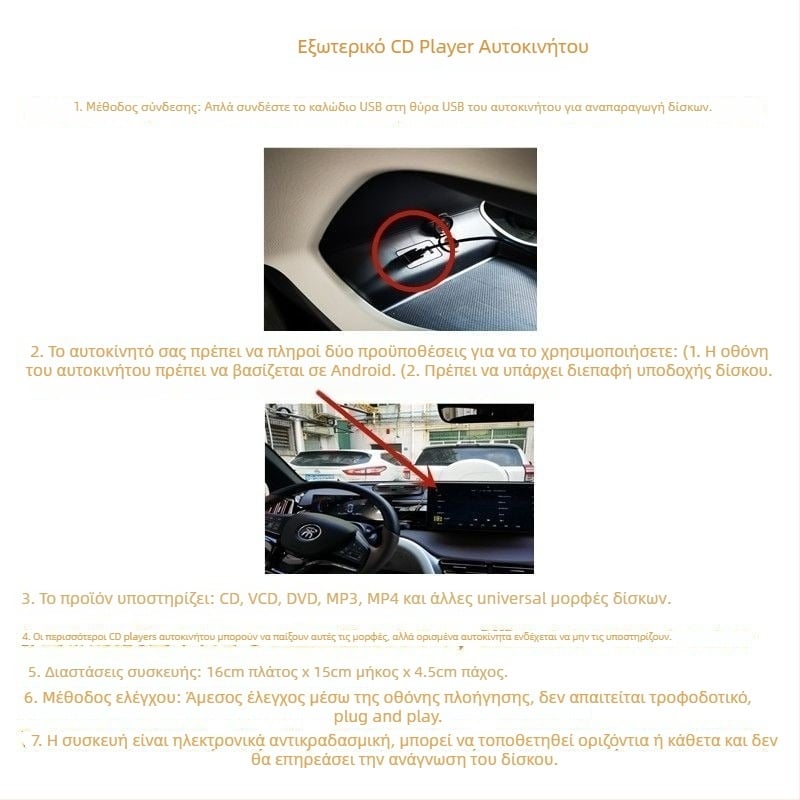 Εξωτερικός CD παίκτης αυτοκινήτου και φορητός DVD παίκτης