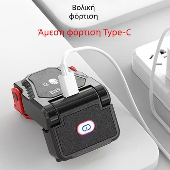 Κεφαλοφακός με κλιπ για καπέλο, συμπαγής, LED, επαναφορτιζόμενος, 90° ρύθμιση γωνίας, μακρά διάρκεια μπαταρίας