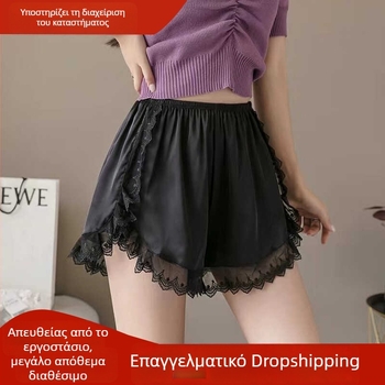 Γυναικείες Capri παντελόνες από Ice Silk με δαντέλα, ελαφριές και άνετες, προστασία από διαφάνεια, κατάλληλες για εξωτερική χρήση, καλοκαίρι 2025.
