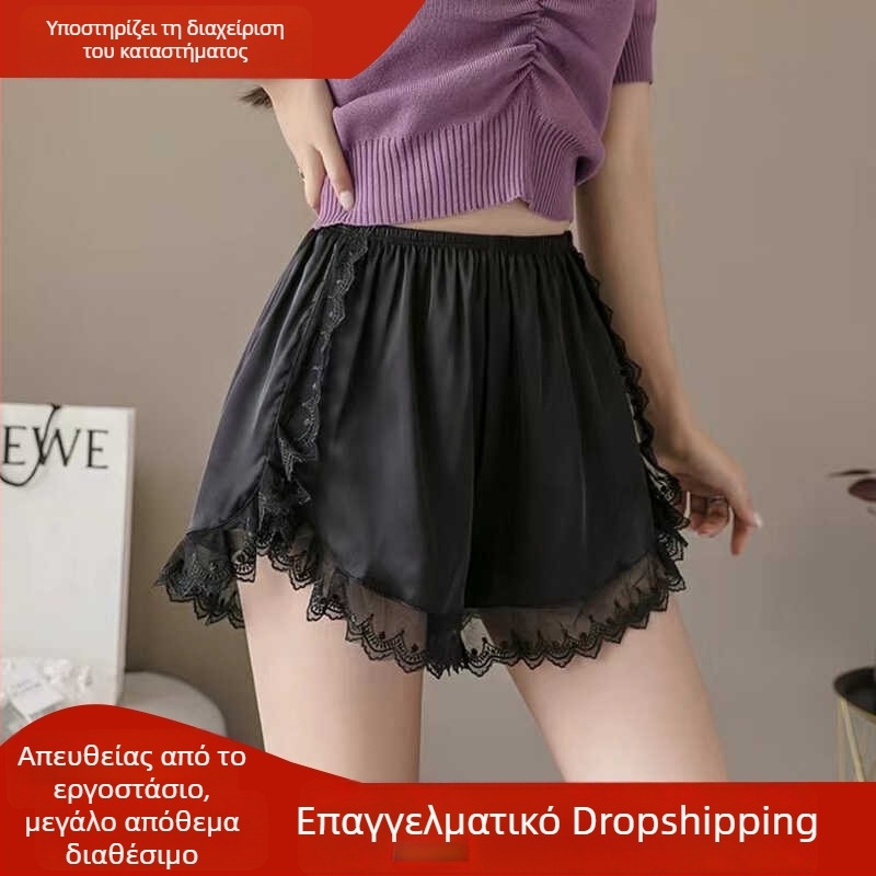 Γυναικείες Capri παντελόνες από Ice Silk με δαντέλα, ελαφριές και άνετες, προστασία από διαφάνεια, κατάλληλες για εξωτερική χρήση, καλοκαίρι 2025.