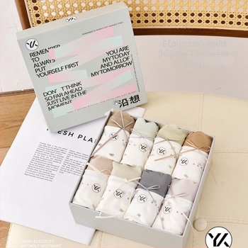 Yanxiang 1078 Χωρίς ραφές βαμβακερά εσώρουχα με εκτύπωση συννεφών και κορδέλα, γυναίκες μέσης, συσκευασμένα σε κουτί