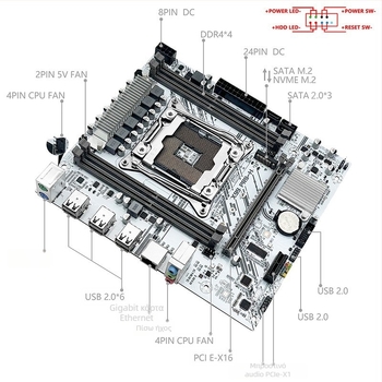 Machinist X99-PR9-H Λευκή μητρική πλακέτα DDR4 Micro-ATX με υποδοχή LGA 2011-3, PCIe 16x, διπλού καναλιού DDR4, M.2 NVMe/SATA, Gigabit LAN, ήχος ενσωματωμένος