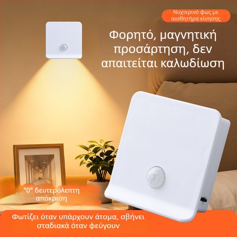 LED Έξυπνο Νυχτερινό Φως με Αισθητήρα Κίνησης, για Υπνοδωμάτιο, Ντουλάπα και Διάδρομο, Φωτισμός Προστασίας Ματιών