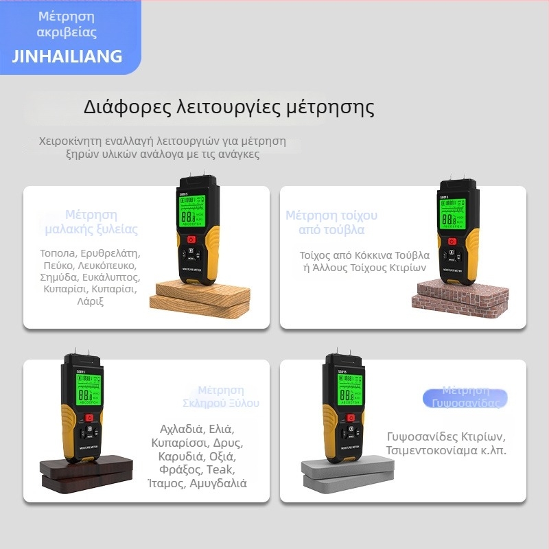 Ψηφιακή οθόνη υψηλής ακρίβειας μετρητής υγρασίας ξύλου, μετρητής υγρασίας δομικών υλικών, μετρητής υγρασίας τοίχων και τσιμέντου