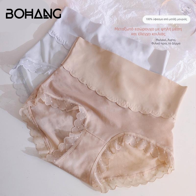 Bohang 100% Mulberry Silk Lace γυναικεία εσώρουχο, χωρίς ραφές, ψηλή μέση για έλεγχο της κοιλιάς