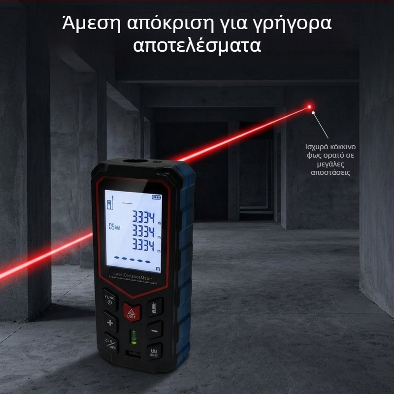 Υψηλής ακρίβειας μετρητής απόστασης με κόκκινο λέιζερ, φορητός για εσωτερική χρήση