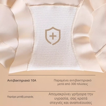 Γυναικείο εσώρουχο με ψηλή μέση από ice silk, διαπνέον και αντιβακτηριακό, επένδυση από μεταξωτής μουριάς, επιμηκυμένο gusset και shaping κοιλιάς