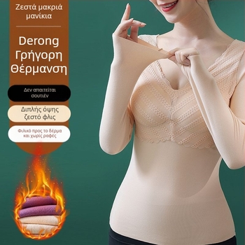 Γυναικείο θερμικό τοπ με επένδυση στο στήθος, αντιστατικό, ανθεκτικό στη φθορά, ζεστό σε κρύο καιρό, μακριά μανίκια, μεγάλου μεγέθους