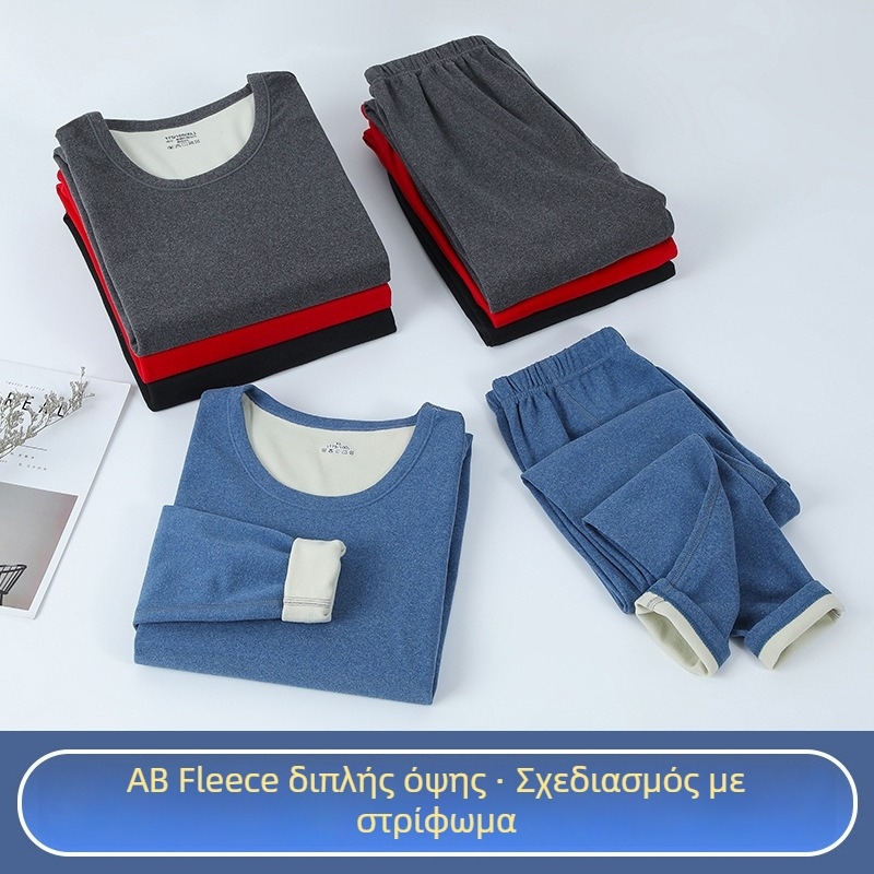 Σετ θερμικού εσωρούχου για άνδρες και γυναίκες, φλις επένδυση, παχύ πολυεστέρα, κορυφή και παντελόνι βάσης για φθινόπωρο-χειμώνα.