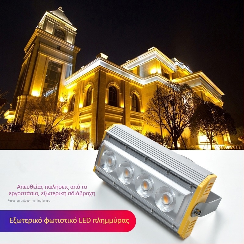 LED προβολέας 36W για εξωτερικούς χώρους, στενή δέσμη, φωτισμός τοίχων τύπου wall-washer, αλουμινένιο περίβλημα, IP65