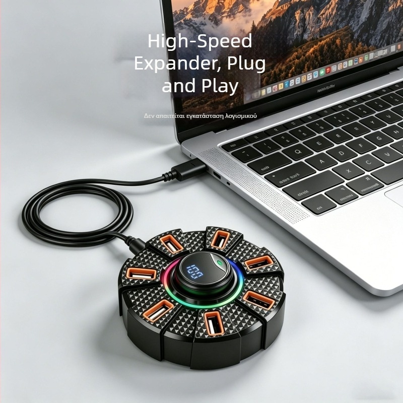 USB hub με πολλές θύρες για υπολογιστή και φορητό, με κλιπ-μικρόφωνο για επαγγελματικές συναντήσεις και διαδικτυακά μαθήματα