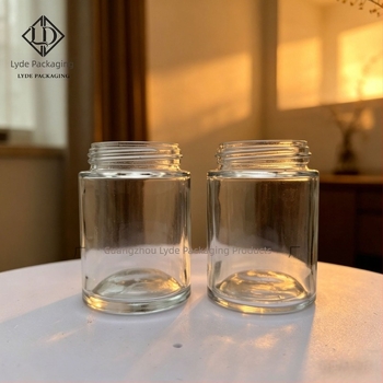 100 g Διαφανές γυάλινο μπουκάλι με ευρύ στόμιο, ίσιο σωληνοειδές σχέδιο για δισκία και κάψουλες, μπουκάλι κρέμας, μεγάλη χωρητικότητα