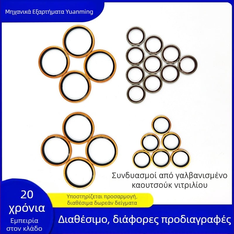 Ψευδαργυρωμένο νιτριλικό καουτσούκ συνδυασμένη φλάντζα σφράγισης για σωλήνα λαδιού υψηλής πίεσης, δαχτυλίδι σφράγισης καουτσούκ-μετάλλου