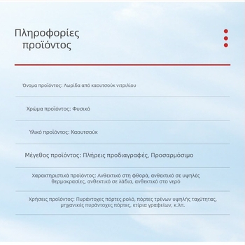 Λωρίδα στεγανοποίησης από καουτσούκ νιτριλίου, τετράγωνης διατομής, ανθεκτική σε λάδια, σε οξέα και βάσεις, και στη γήρανση