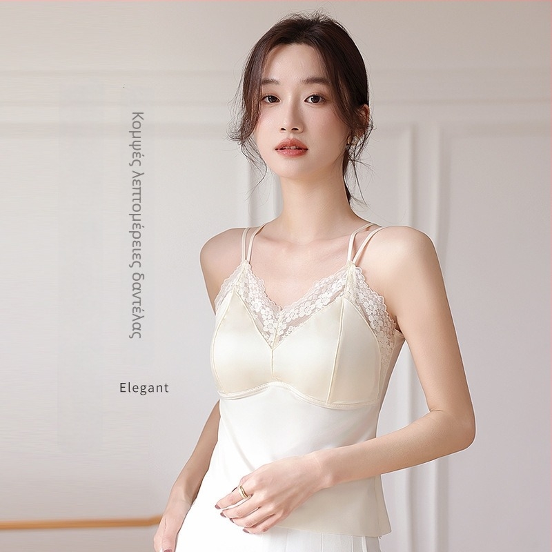 Camisole με δαντέλα γαλλικού στυλ με πίσω μέρος, μαλακή επένδυση, χωρίς σύρμα, διαπνεύουσα για γυναίκες