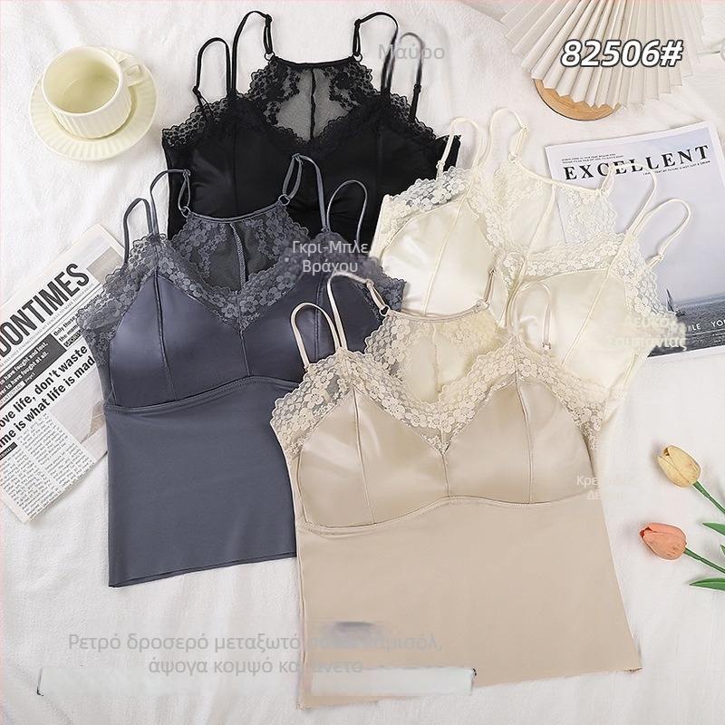 Camisole με δαντέλα γαλλικού στυλ με πίσω μέρος, μαλακή επένδυση, χωρίς σύρμα, διαπνεύουσα για γυναίκες