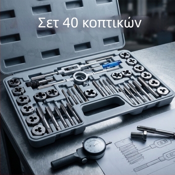 Σετ 40 τεμαχίων Tap and Die, μετρικά χειροκίνητα εργαλεία για κοπή νημάτων, σετ επισκευής νημάτων από άνθρακα ατσάλι