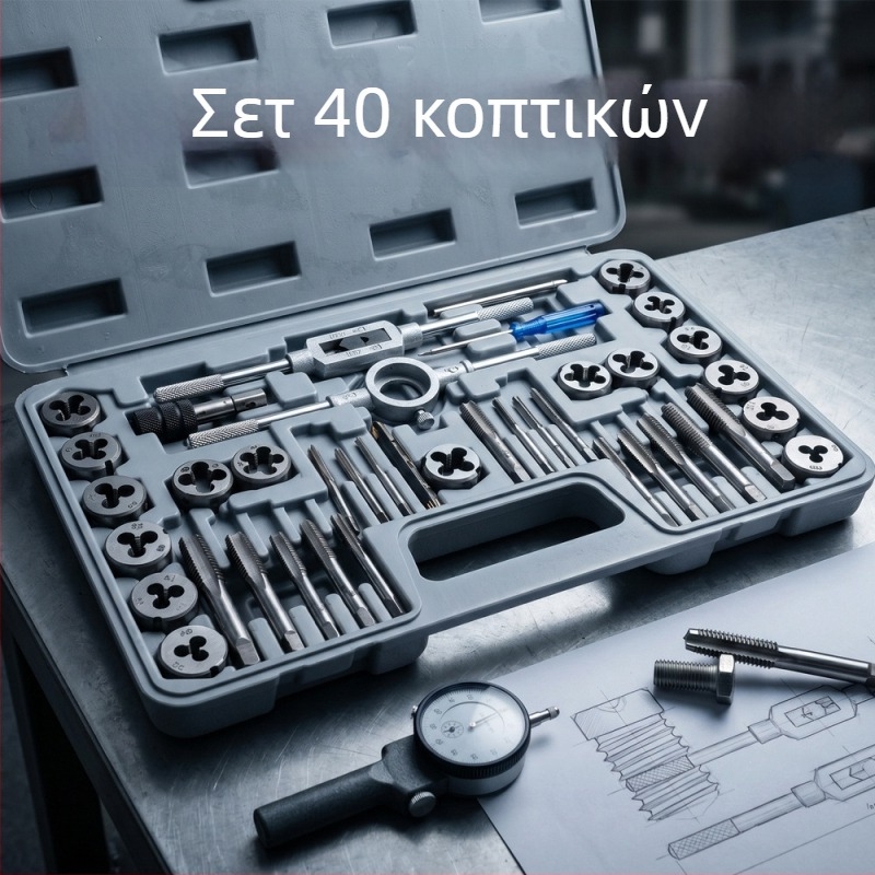 Σετ 40 τεμαχίων Tap and Die, μετρικά χειροκίνητα εργαλεία για κοπή νημάτων, σετ επισκευής νημάτων από άνθρακα ατσάλι