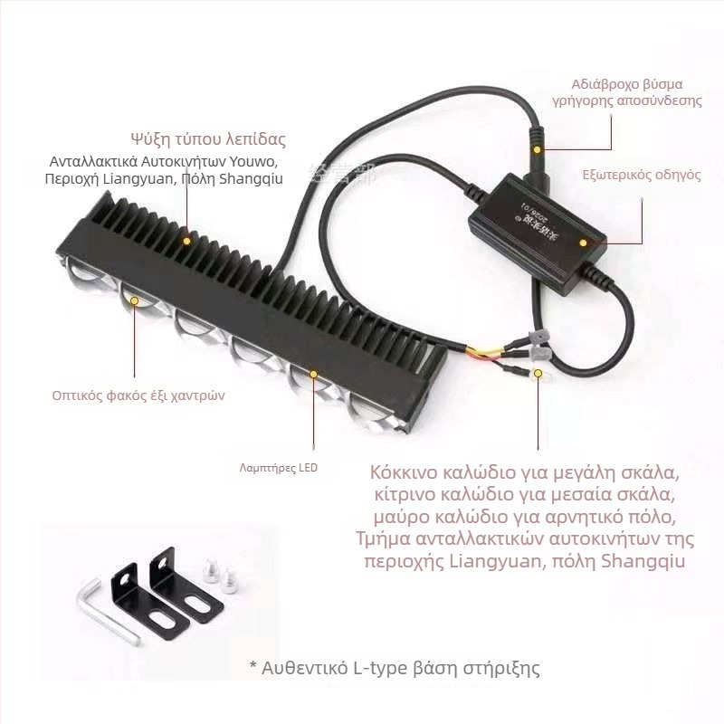 6-LED υπερλεπτός προβολέας με διχτυωτό πλέγμα, δίχρωμη κεφαλή κιτρινο/λευκό, μακρινή εμβέλεια, κρυφή εγκατάσταση, 12-80V, αδιάβροχος