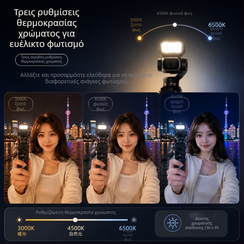 Σετ μαγνητικού φωτισμού Pocket 4 της DJI με τρεις θερμοκρασίες χρώματος, φορητό φως ομορφιάς για κάμερες δράσης