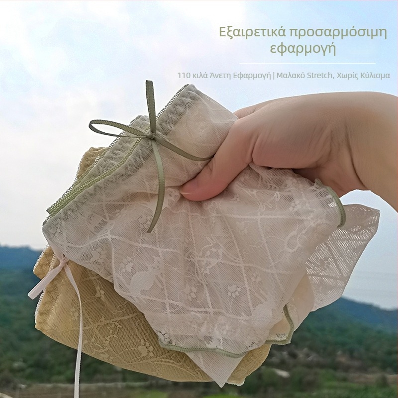 Γυναικείο εσώρουχο από δαντέλα σε μέγεθος plus, χωρίς ραφές, αναπνέον, αντιβακτηριακό, μεσαίας μέσης, επένδυση καβάλου από βαμβάκι, απαλό και άνετο.