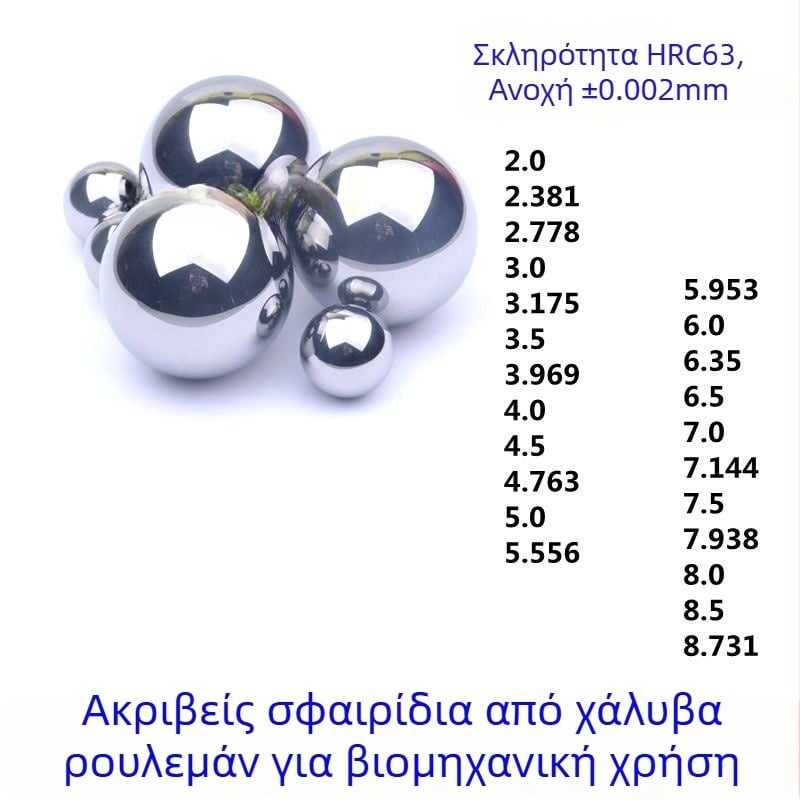 Μπάλες από χάλυβα ρουλεμάν για μηχανικούς ολισθητήρες βίδας, GCr15, Ø2.381/3.175/3.969 mm