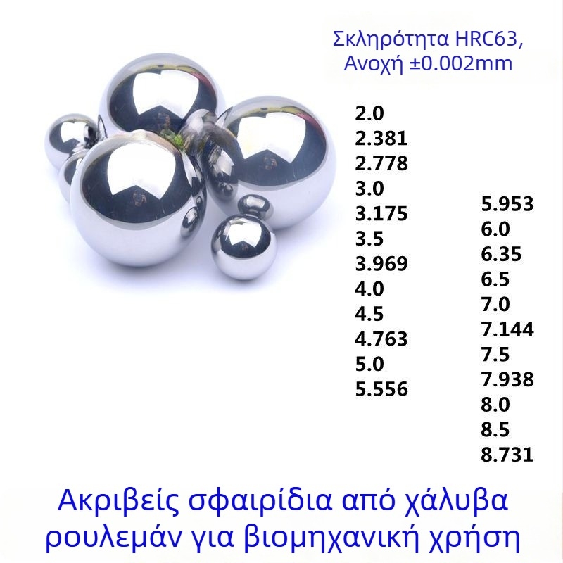 Μπάλες από χάλυβα ρουλεμάν για μηχανικούς ολισθητήρες βίδας, GCr15, Ø2.381/3.175/3.969 mm