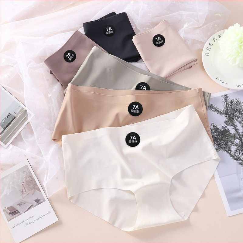 Γυναικείο εσώρουχο από ice silk για καλοκαίρι, μεσαία μέση, αναπνοή, αντιβακτηριακή επένδυση, μονόχρωμο