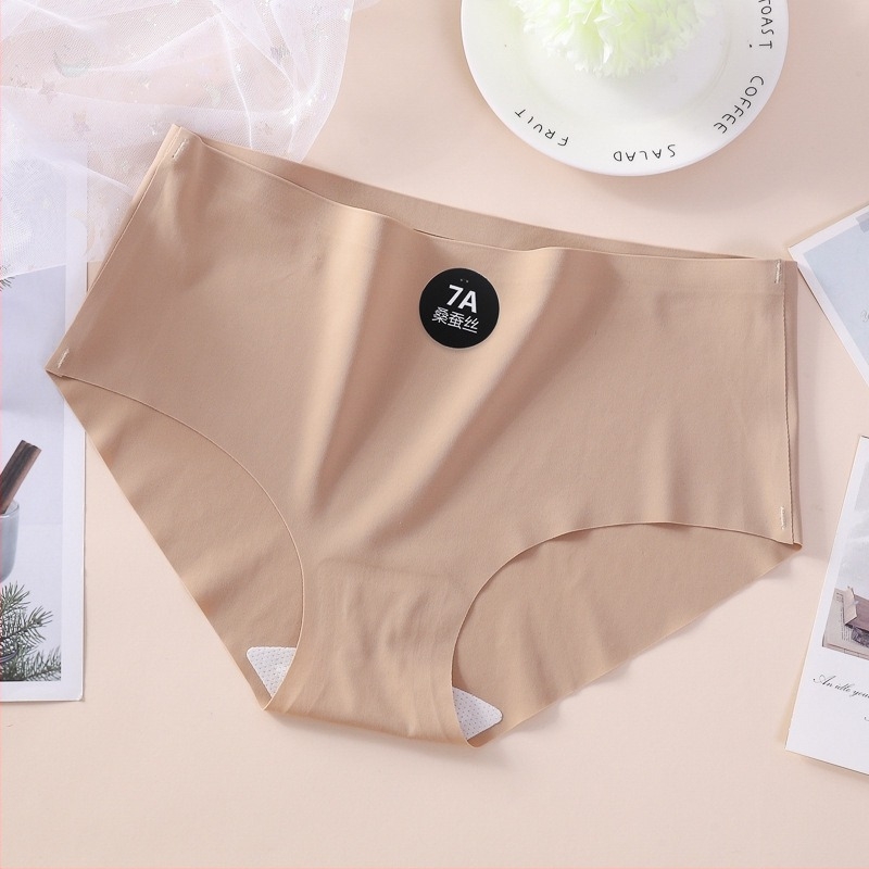Γυναικείο εσώρουχο από ice silk για καλοκαίρι, μεσαία μέση, αναπνοή, αντιβακτηριακή επένδυση, μονόχρωμο