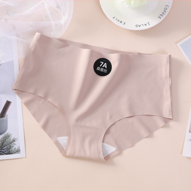 Γυναικείο εσώρουχο από ice silk για καλοκαίρι, μεσαία μέση, αναπνοή, αντιβακτηριακή επένδυση, μονόχρωμο