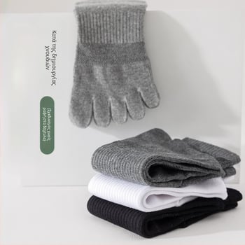 Ανδρικές κάλτσες με πέντε δάχτυλα, διαπνέον δίκτυο, μεσαίο μήκος, απορροφούν τον ιδρώτα, διαχωρισμένα δάχτυλα, μονόχρωμες