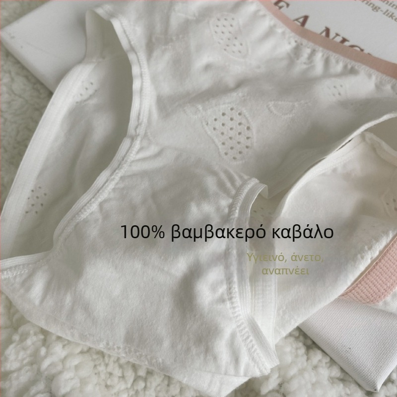 Γυναικείες βαμβακερές εσώρουχες, Κλάση Α, αναπνέοντες, μονόχρωμες, μεσαία μέση, αντιβακτηριακή περιοχή
