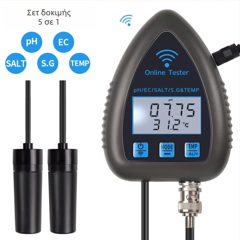 5-σε-1 WiFi Bluetooth Μετρητής Ποιότητας Νερού: pH, TDS, EC, SG και Θερμοκρασία