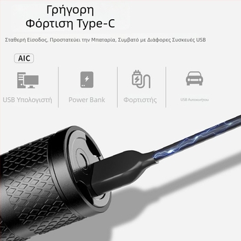 Φακός T6 Zoom – συμπαγής, εξαιρετικά φωτεινό LED με μακριά δέσμη για υπαίθριες δραστηριότητες και οικιακή χρήση.