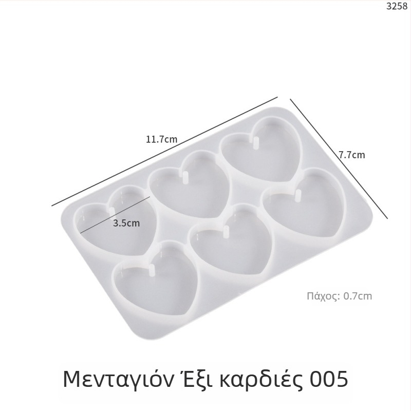 Poppy DIY Φόρμα σιλικόνης για κρυσταλλική ρητίνη — έξι συνδεόμενα σε σχήμα καρδιάς και πεταλούδας για μπρελόκ