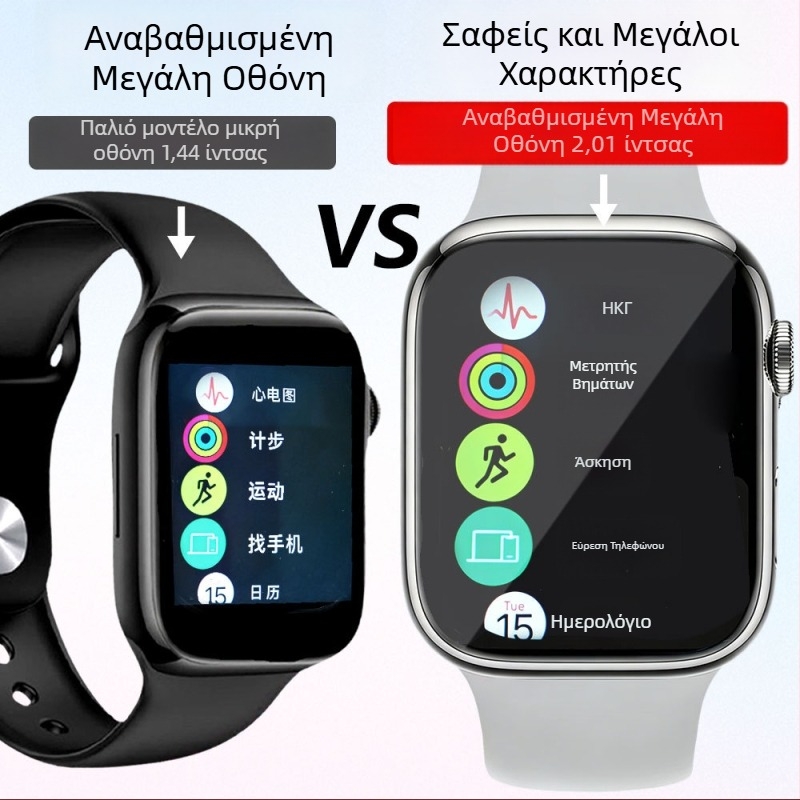 Πολυλειτουργικό smartwatch με μέτρηση πίεσης αίματος, καρδιακού ρυθμού και γλυκόζης, παρακολούθηση ύπνου, Bluetooth κλήσεις, NFC και USB φόρτιση; 2,01 ιντσών TFT τετράγωνη θήκη από κράμα αλουμινίου, λουράκι σιλικόνης.